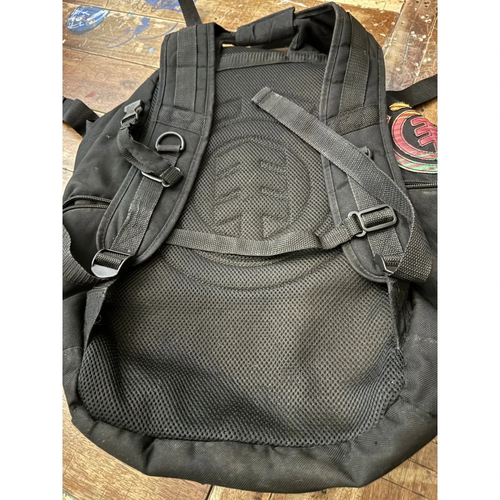 Element Mohave Skate Backpack Black Rasta Logo Skateboard Straps Laptop Sleeve